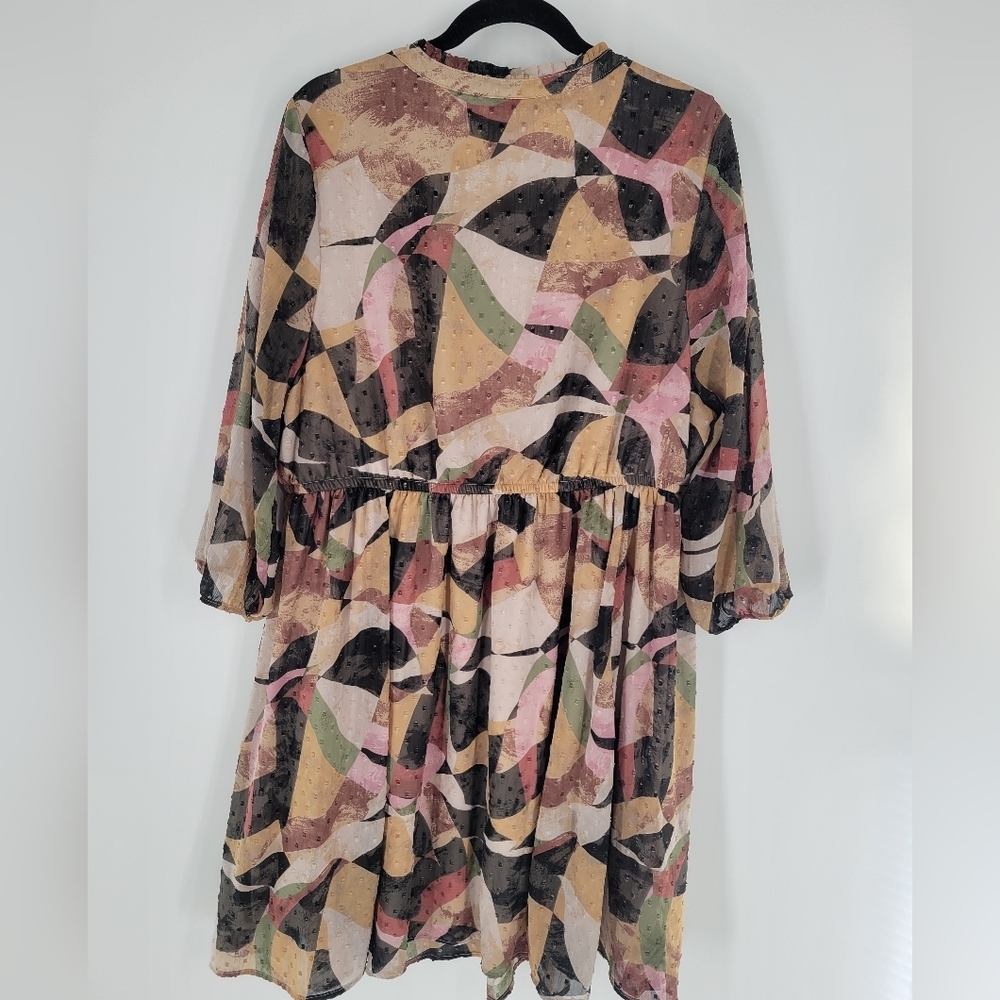 Torrid Mini Clip Dot Front Keyhole Dress Geo Multi Size 2X - Picture 5 of 7